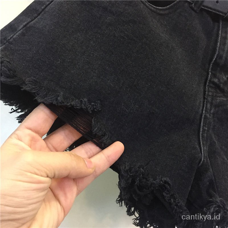 Celana jeans pendek wanita korea style hitam putih celana denim celana pendek jumbo xxxl xxxxl hot pants perempuan highwaist jens ripped kekinian short pants wanita