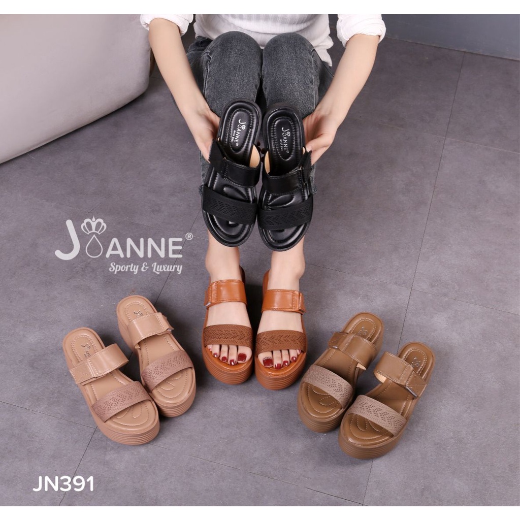 JOANNE Wedges Sandals Double Straps #JN391 ORIGINAL