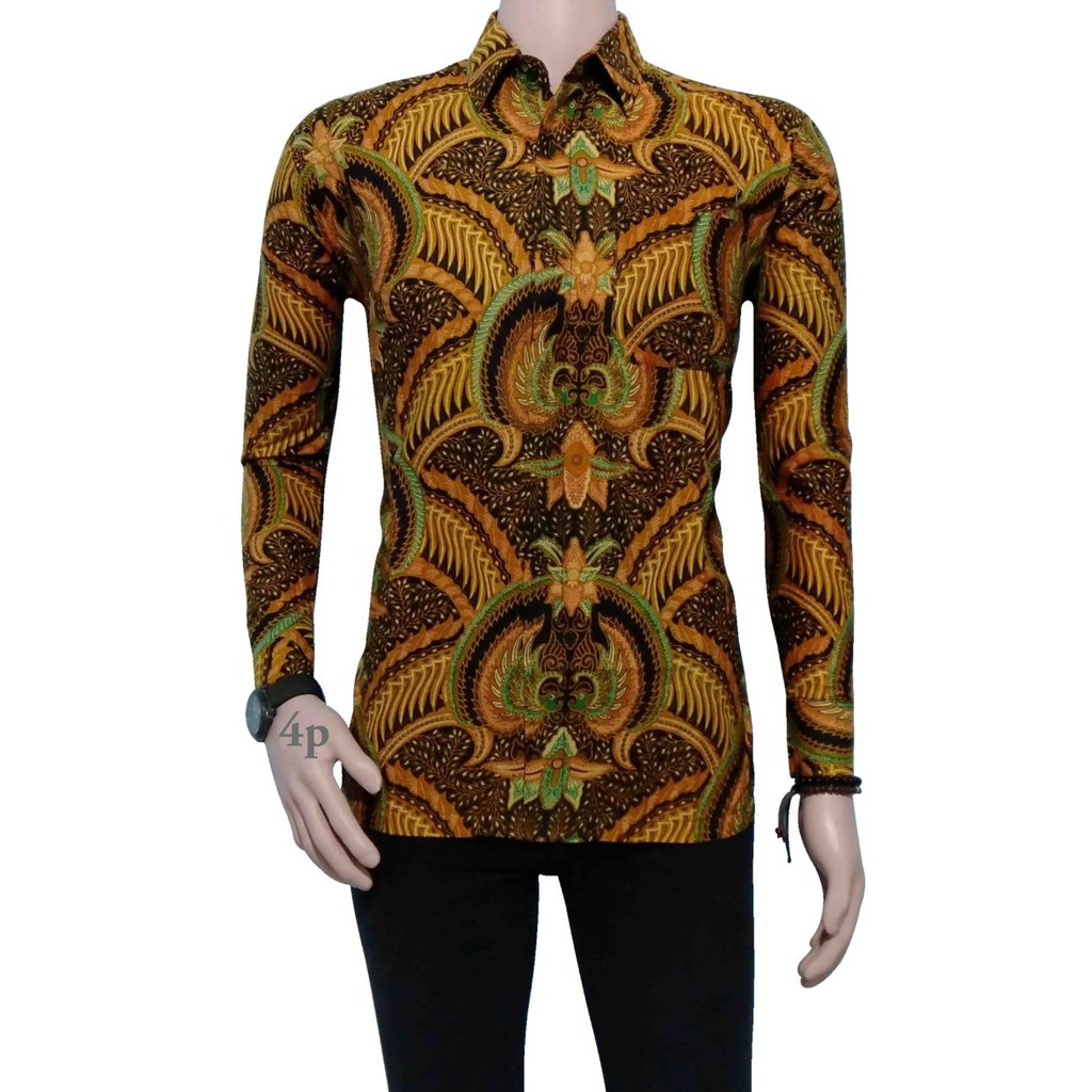 BSWART BATIK HRB026 Kenongo Hem Pendek Padi Pekalongan M L XL Batik Pria MURAH