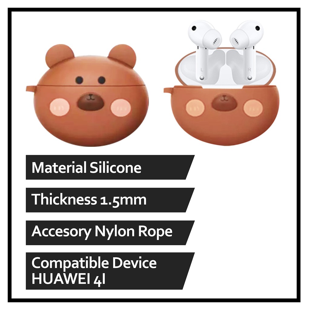 Casing Huawei Case Pelindung FREEBUDS 4i Silicone Cover Motif Kartun BEAR MOMAX Murah Original