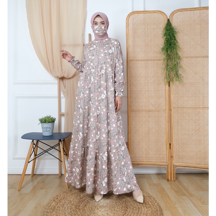 Tq88indonesia Fashion Baju Gamis Maxi Wanita Terbaru / GAMIS DEYA Busui Floral / Gamis Motif Bunga / Ootd / Outfit Kasual Kekinian