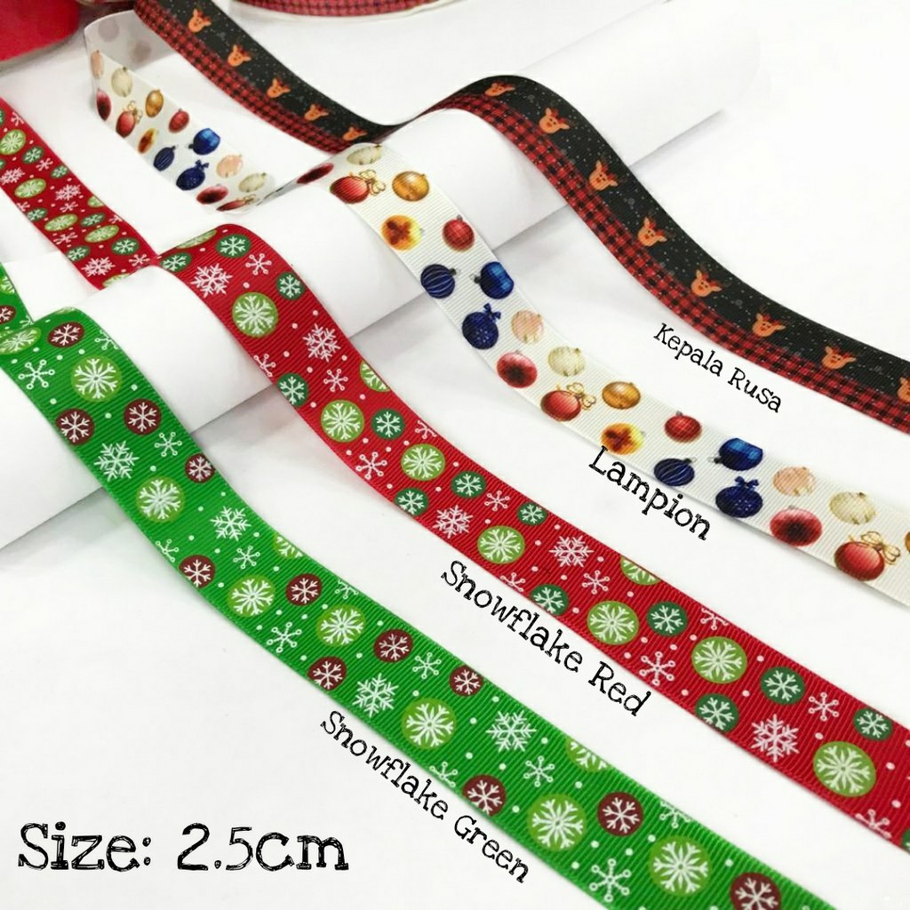 PITA NATAL KADO HAMPERS | MOTIF SNOWFLAKES KEPALA RUSA LAMPION 2.5 CM &amp; 3.8 CM