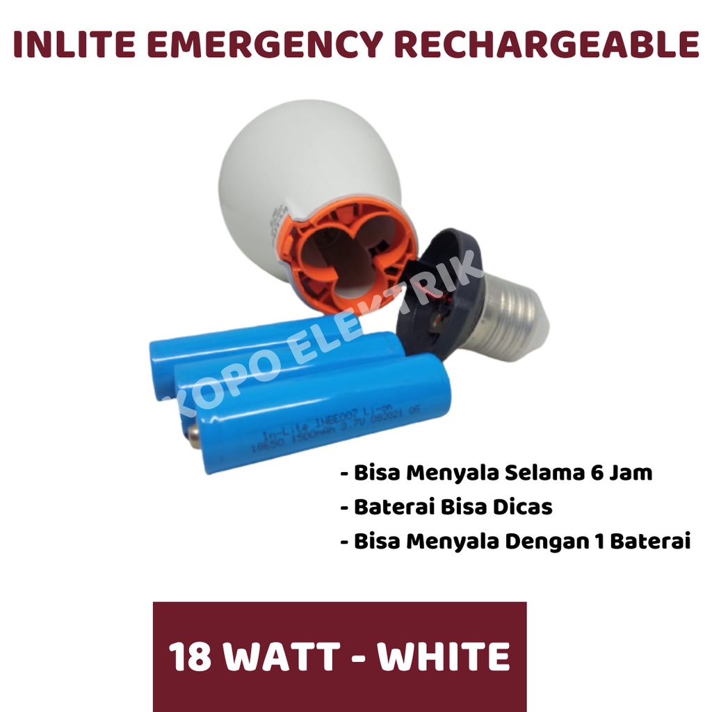 Inlite Emergency Series Rechargeable - 18 Watt - White