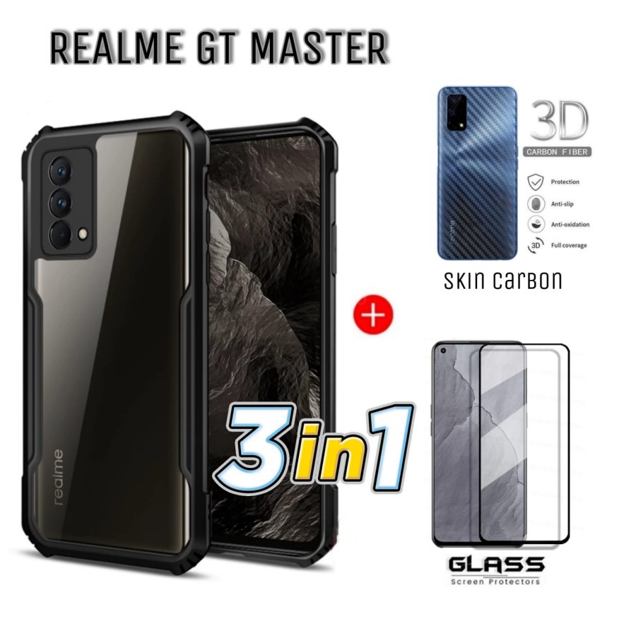 Realme GT Master Edition 5G NFC Case Shockproof Armor Vision Free Tempered Glass & Skin Carbon