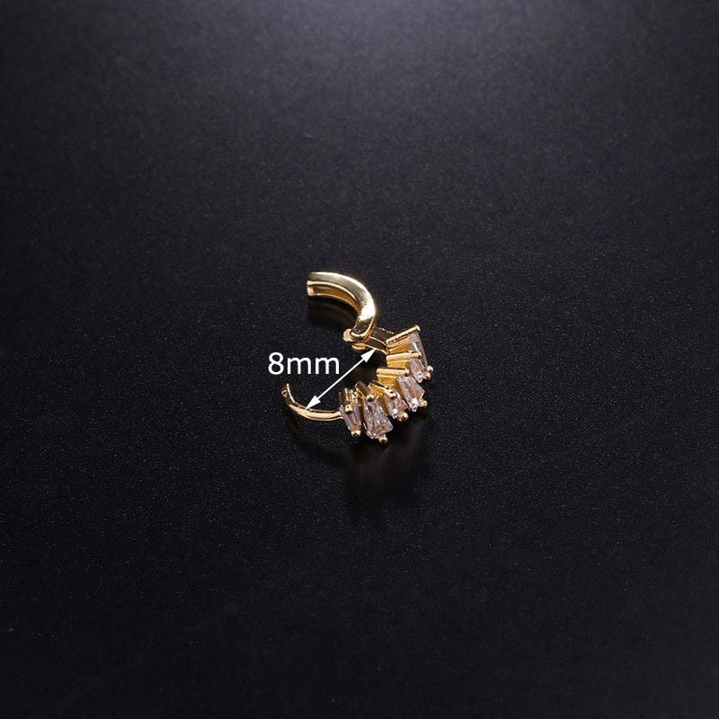 1pc Anting Hoop Mini 8mm Bahan Tembaga Dengan Zircon Untuk Tindik Tragus Helix Lobe