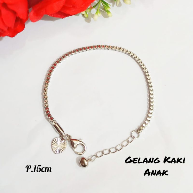 Gelang TITANIUM Tangan Milano kaca &amp; Gelang kaki Perhiasan *Anak* Gold&amp;Silver *Anti karat*