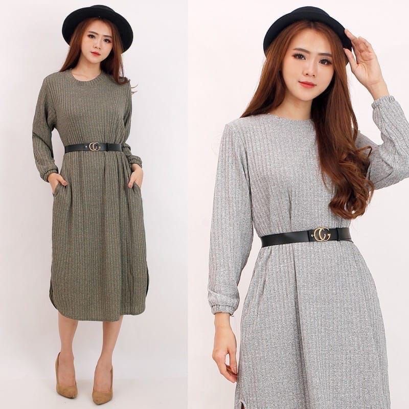 Tunik panjang rajut wanita/dress rajut