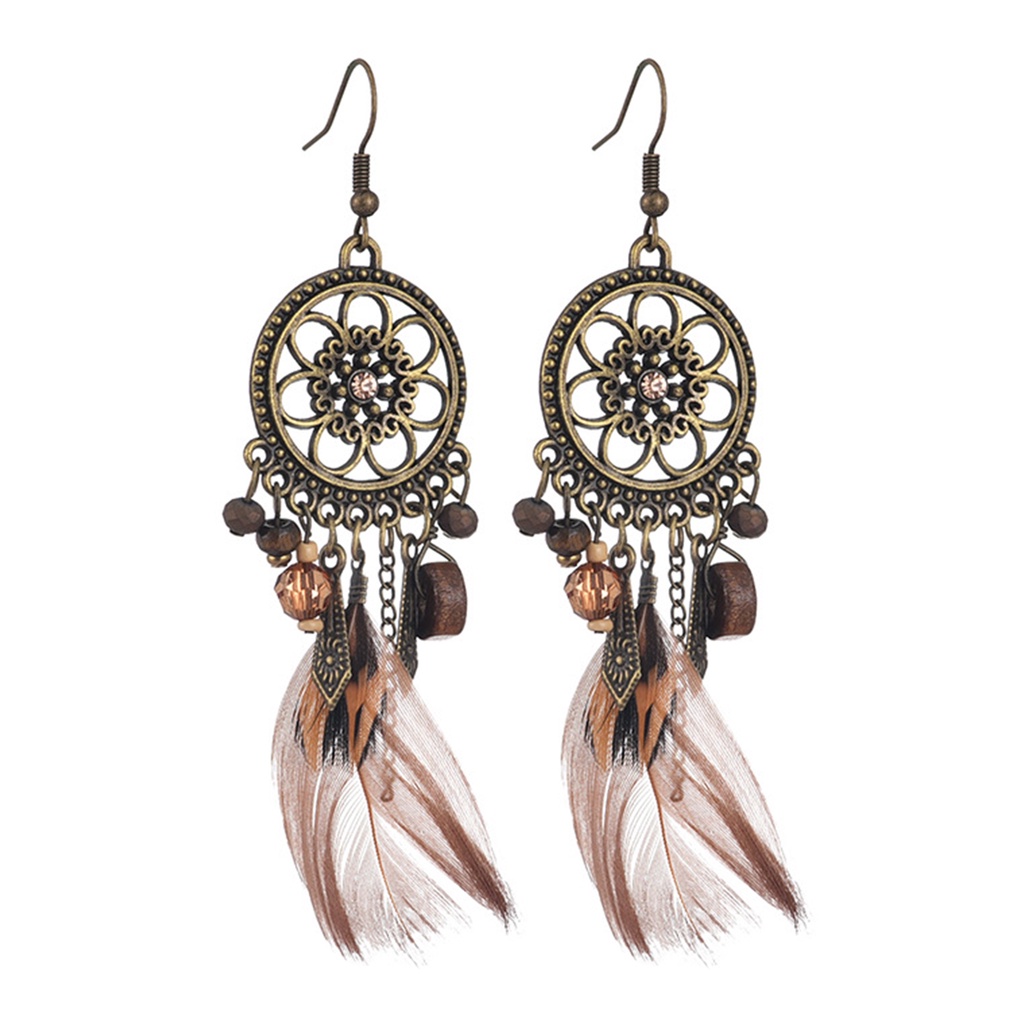 Hu Hu Hu Hu Hu Alat Bantu Pasang Kacamata♡ 1 Pasang Anting Kait Gantung Desain Bulat Hollow Hias Bulu Manik Untuk Wanita