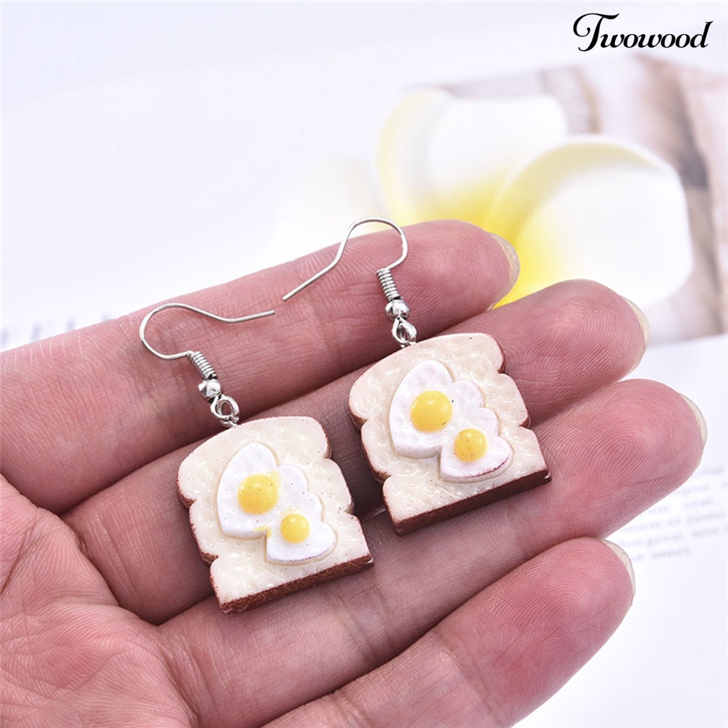 Twowood 1 Pair Girls Earrings Bread Eardrop Funny Jewelry All Match Lightweight Cute Hook Earrings for Daily Wear