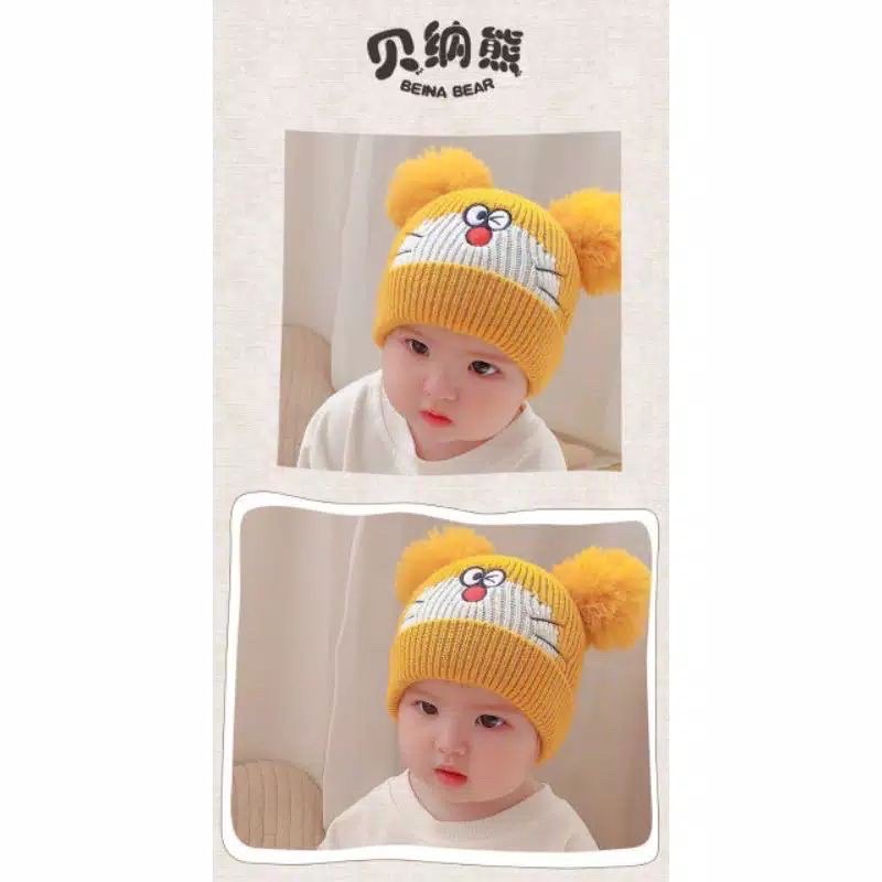 TOPI DORAEMON /Kupluk Doraemon 0-2tahun