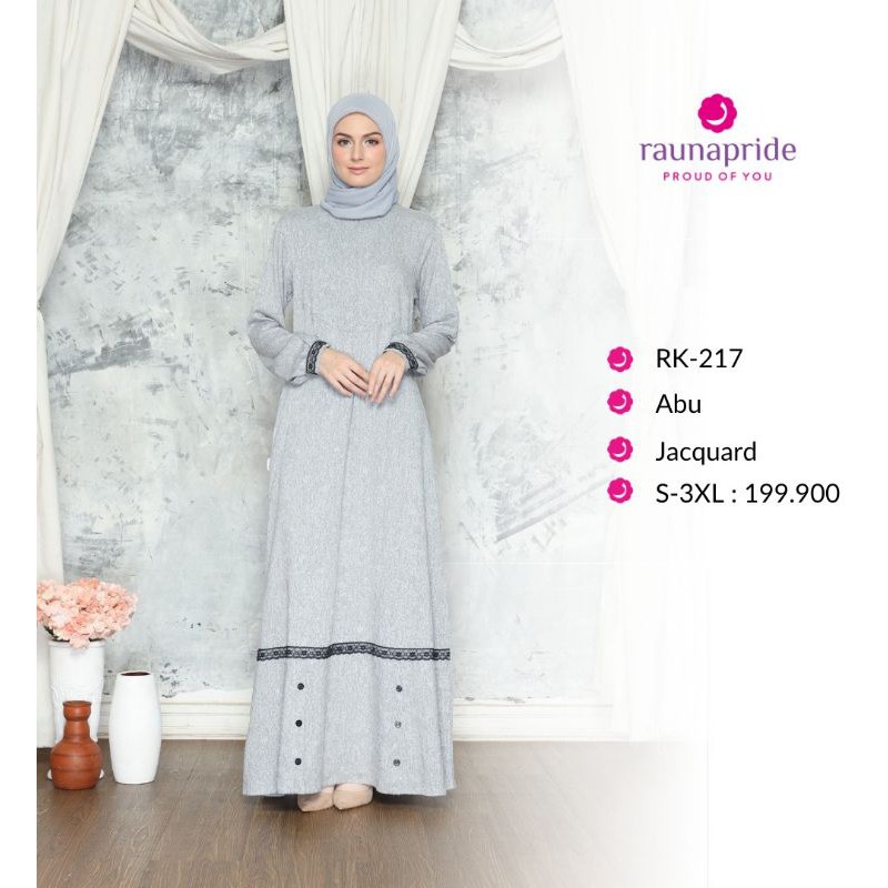 Gamis Rauna RK-217 Abu, RK-218 Coklat, RK-254 Silver, RK-255 Coklat