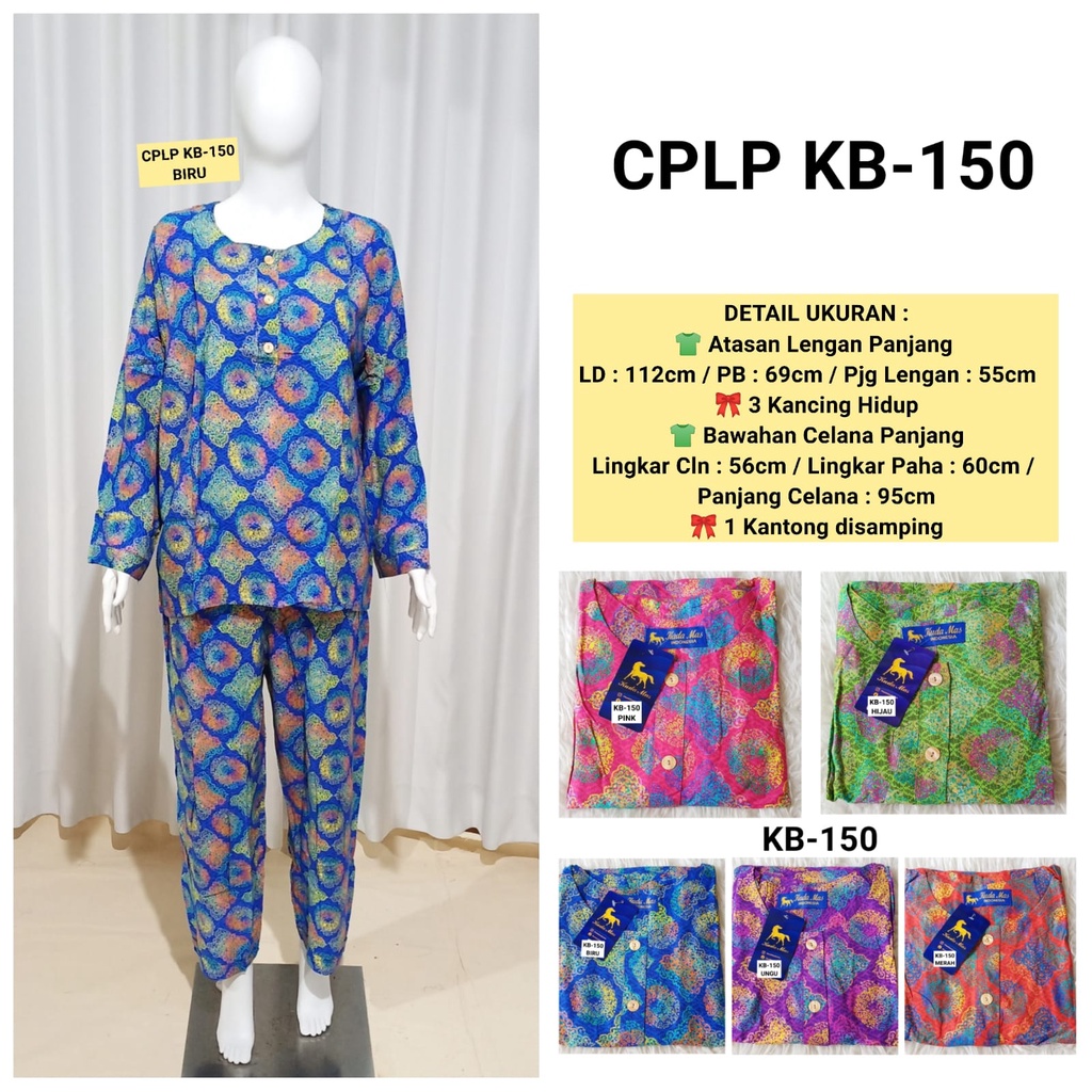 Daster Kuda Mas Setelan Lengan Panjang CPLP Batik Kudamas KB-150 LD 112cm BUSUI