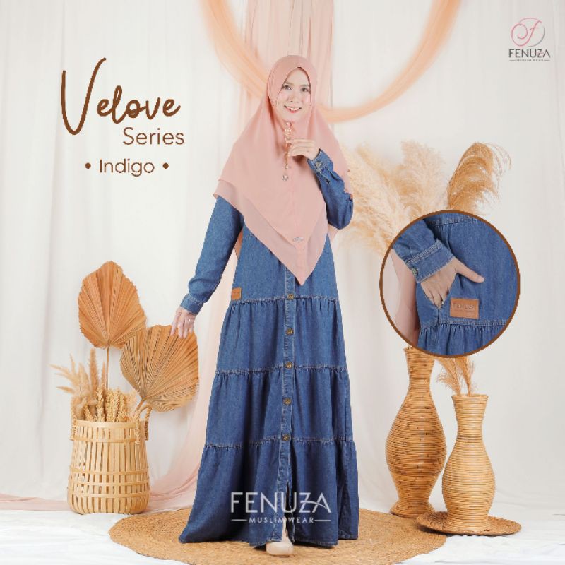 Velove Dress by Fenuza Muslim Wear Gamis Denim Jeans Syari Trendi