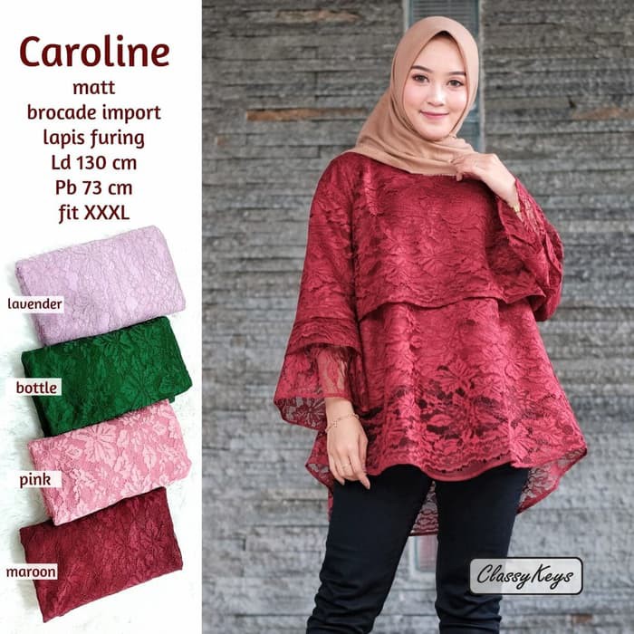 TRENDY Pakaian wanita muslim syari setelan ramadhan lebaran kebaya atasan carolina brukat jumbo musl