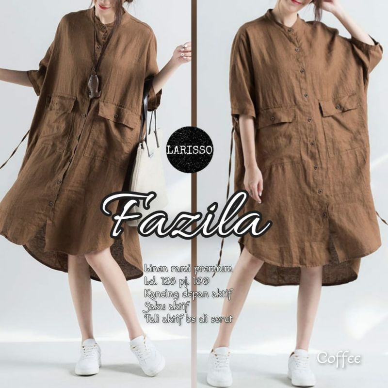 Fazila tunik katun linen jumbo ld 120-125 fit xxxl