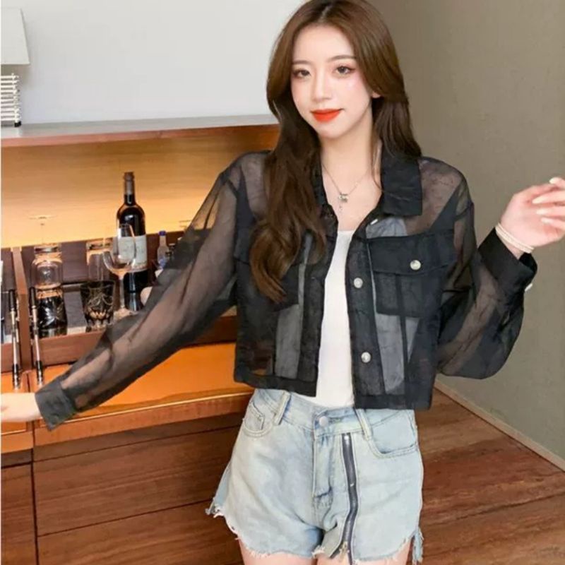MDLV ~ 22663 Ramona Organza Jacket Outer Organza Atasan Kemeja Crop Fashion Import