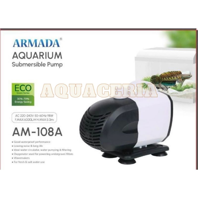 Mesin Pompa Air ARMADA AM-108A Mesin Celup Aquarium Kolam 5meter 6000 L/H 98Watt