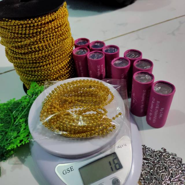 

Parel renteng 3mm gold dan silver