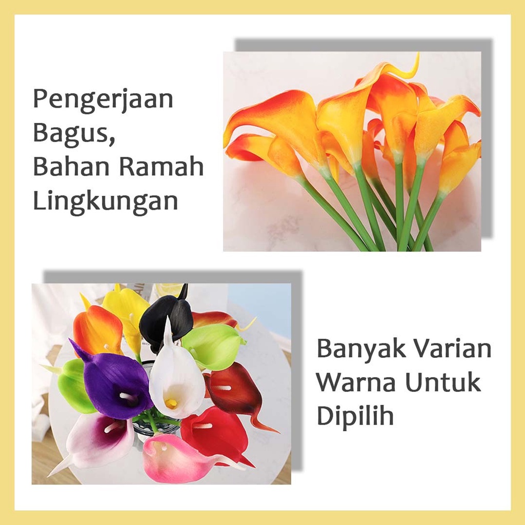 Bunga calla lily Latex Artificial Imitasi Palsu Bunga calla  palsu buatan untuk Hiasan Dekorasi Rumah Kantor Aksesoris buatan meja pernikahan
