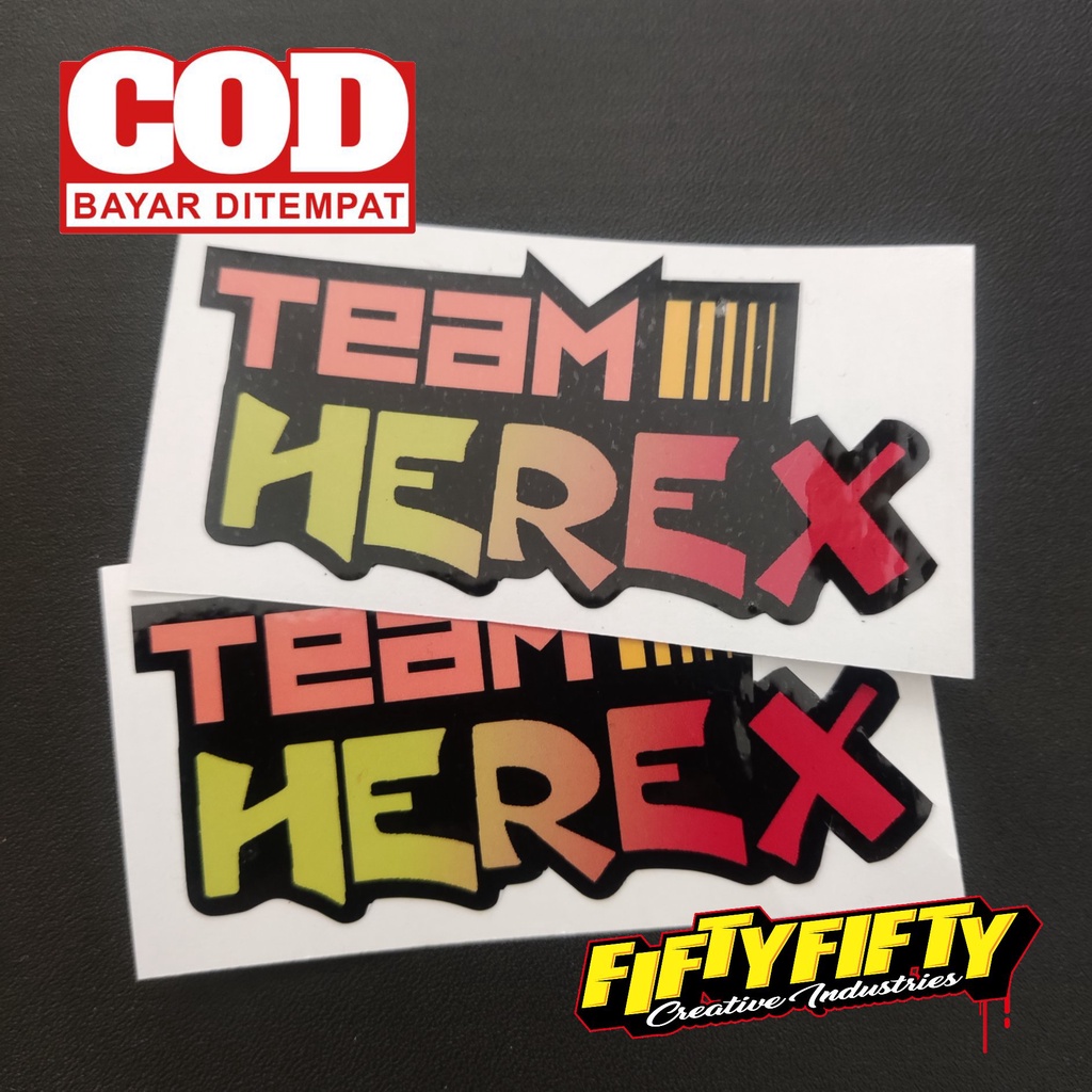 Stiker Print Cut TEAM HEREX Stiker Printing Laminasi Glossy Stiker Motor Mobil Helm Sudah Membentuk Pola Desain