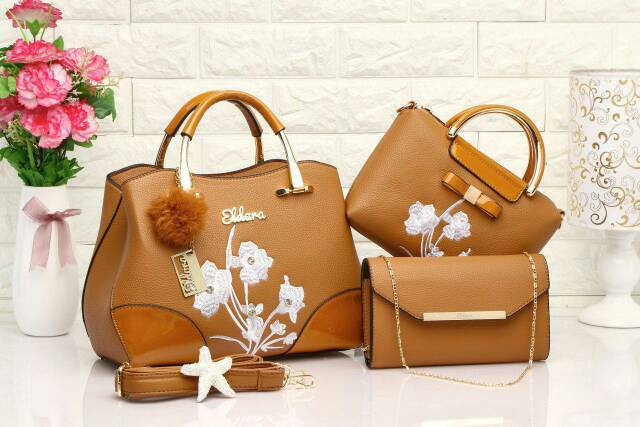 Tas Eldora Devera ES1128 (3in1) set ring wanita branded batam fashion import