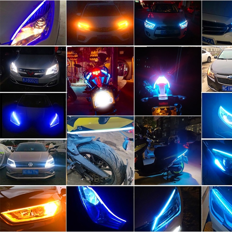 Payet DRL LED Strip, 1pasang LED Panah, Lampu Fleksibel Kuning Terang, Lampu Running Siang Hari