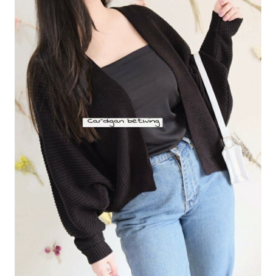 [COD] CARDIGAN BATWING CROPE  RAJUT KALONG TEBAL LASPERAL