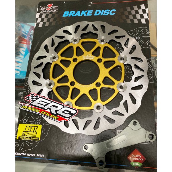 PIRINGAN CAKRAM MOTO 1 BEAT - VARIO - SCOOPY 260 mm GOLD RACING ORIGINAL ORI