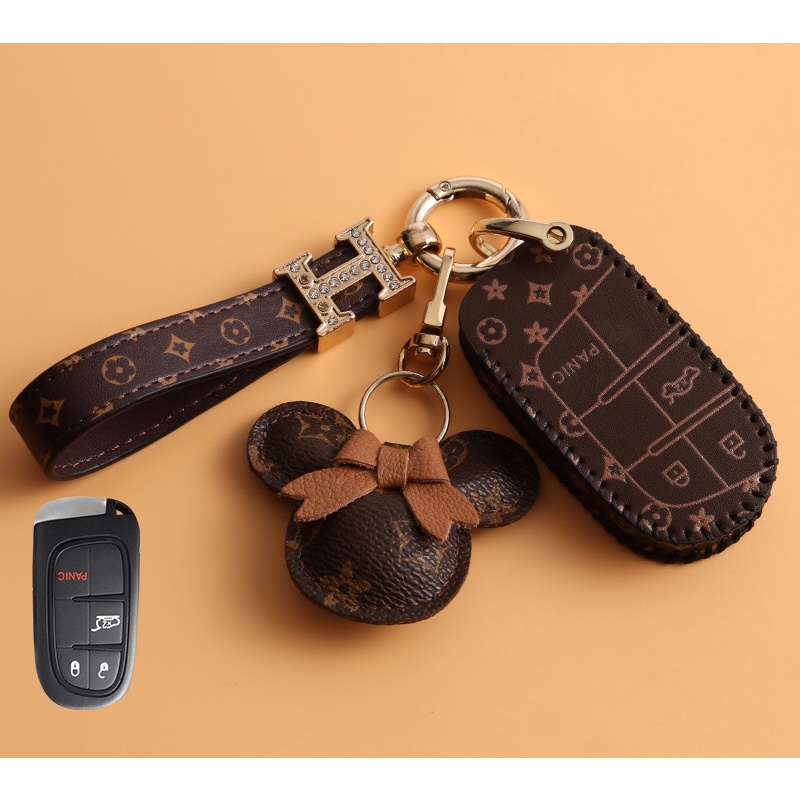 Casing Kunci Mobil smart 2 / 3 / 4 / 5btn Bahan Kulit Untuk jeep grand cherokee dodge ram 1500