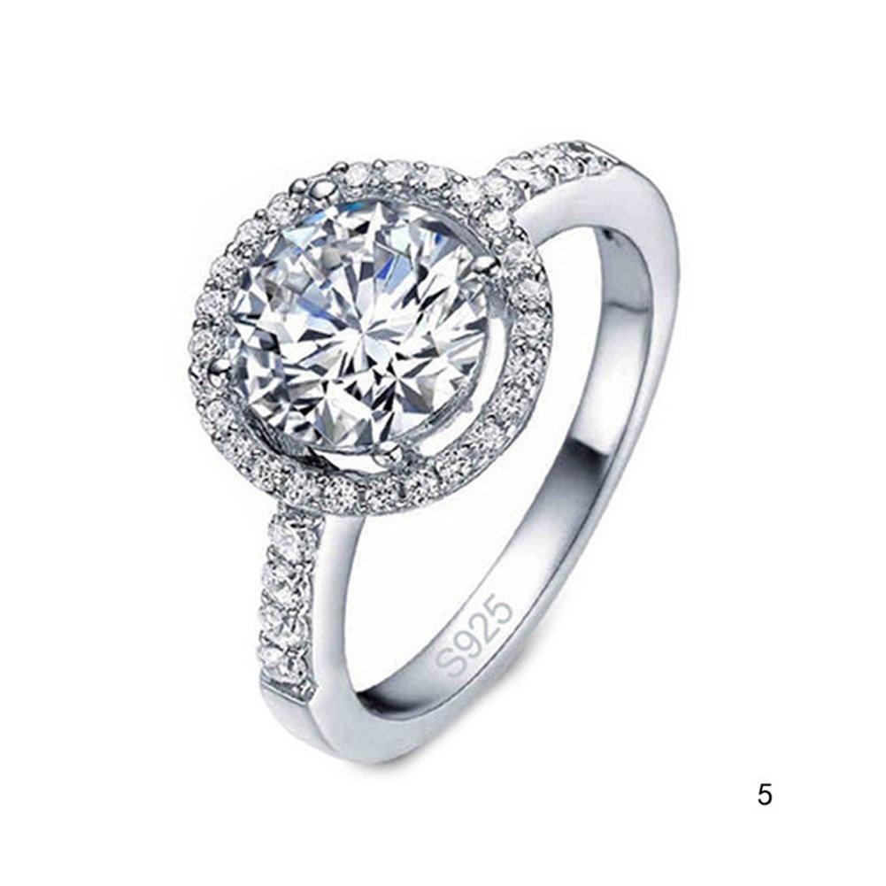 Cincin Sterling Silver 925 dengan Cubic Zirconia untuk Wanita