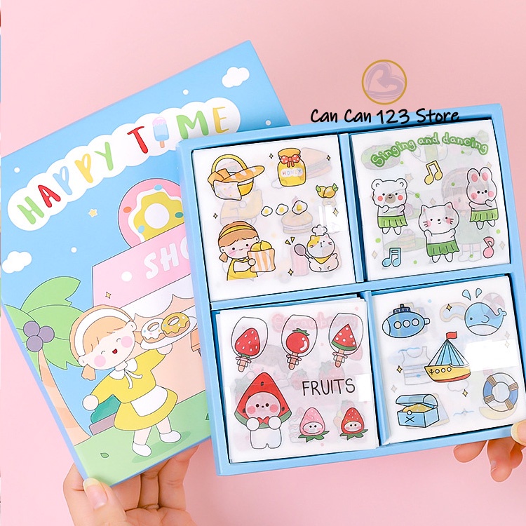 Gift Box Cute Girl Design Washi PET Sticker Set 100Pcs Non-Repeat