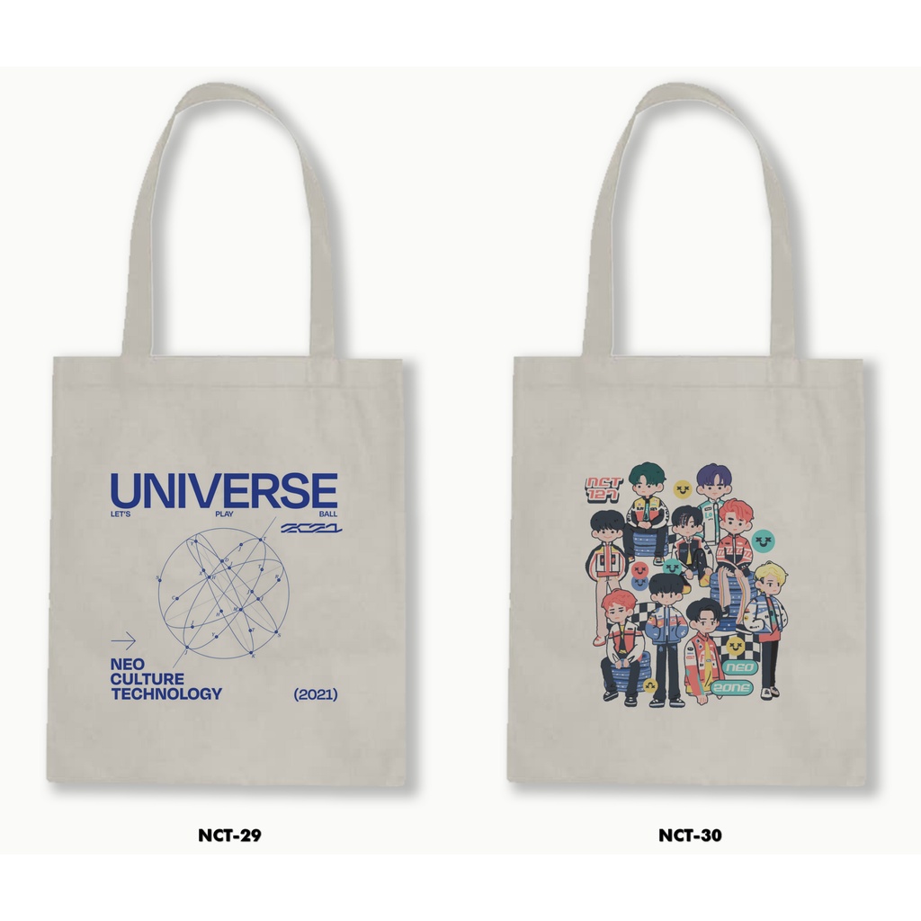 Tas Tote Bag Resleting Kanvas/Blacu  - Nct / Kpop 02