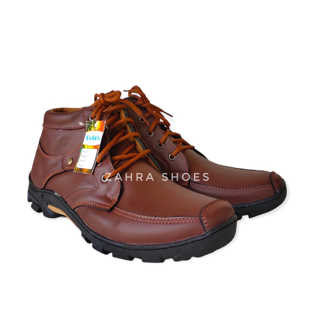 Sepatu boot pria tali casual spatu kulit asli original cod terbaru bukan safety
