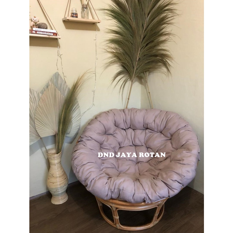 KURSI PAPASAN ROTAN ALAMI BENTUK BULAT PARABOLA UNTUK SANTAI
