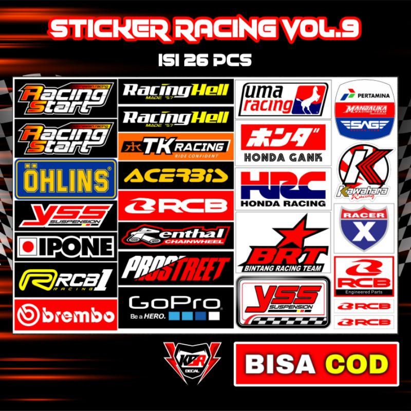 Stiker Racing pack isi 13 15 25 27 Stiker Sponsor Stiker Helm Stiker Motor Sticker Motor