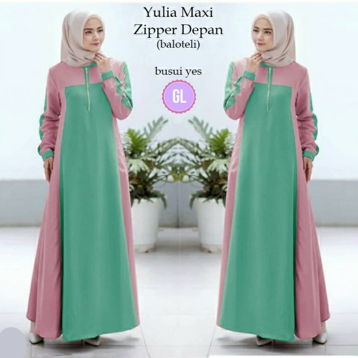 maxi dress/dress muslim/gamis dewasa/baju muslim wanita/yulia/gl7755 - Hijau