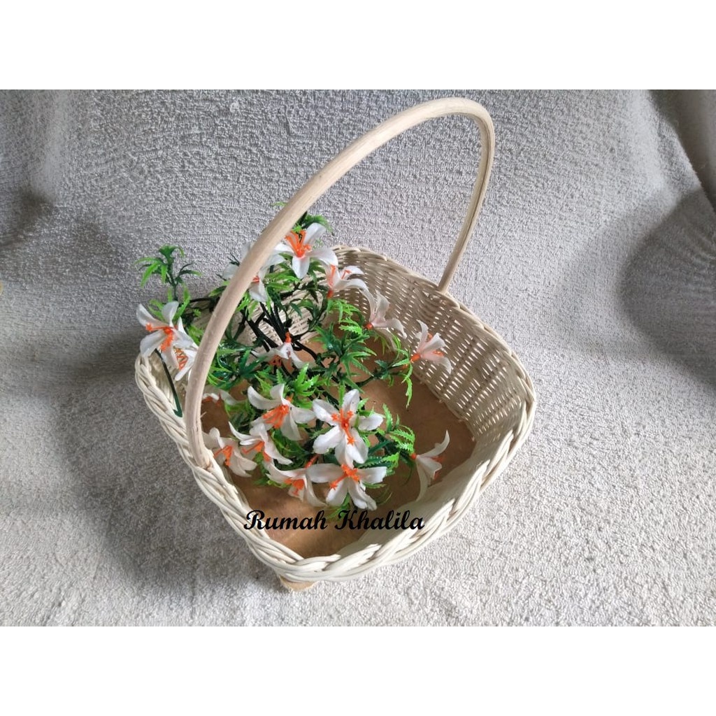 Keranjang Rotan Tangkai Kotak Parcel Keranjang Buah Seserahan Hantaran Aesthetic