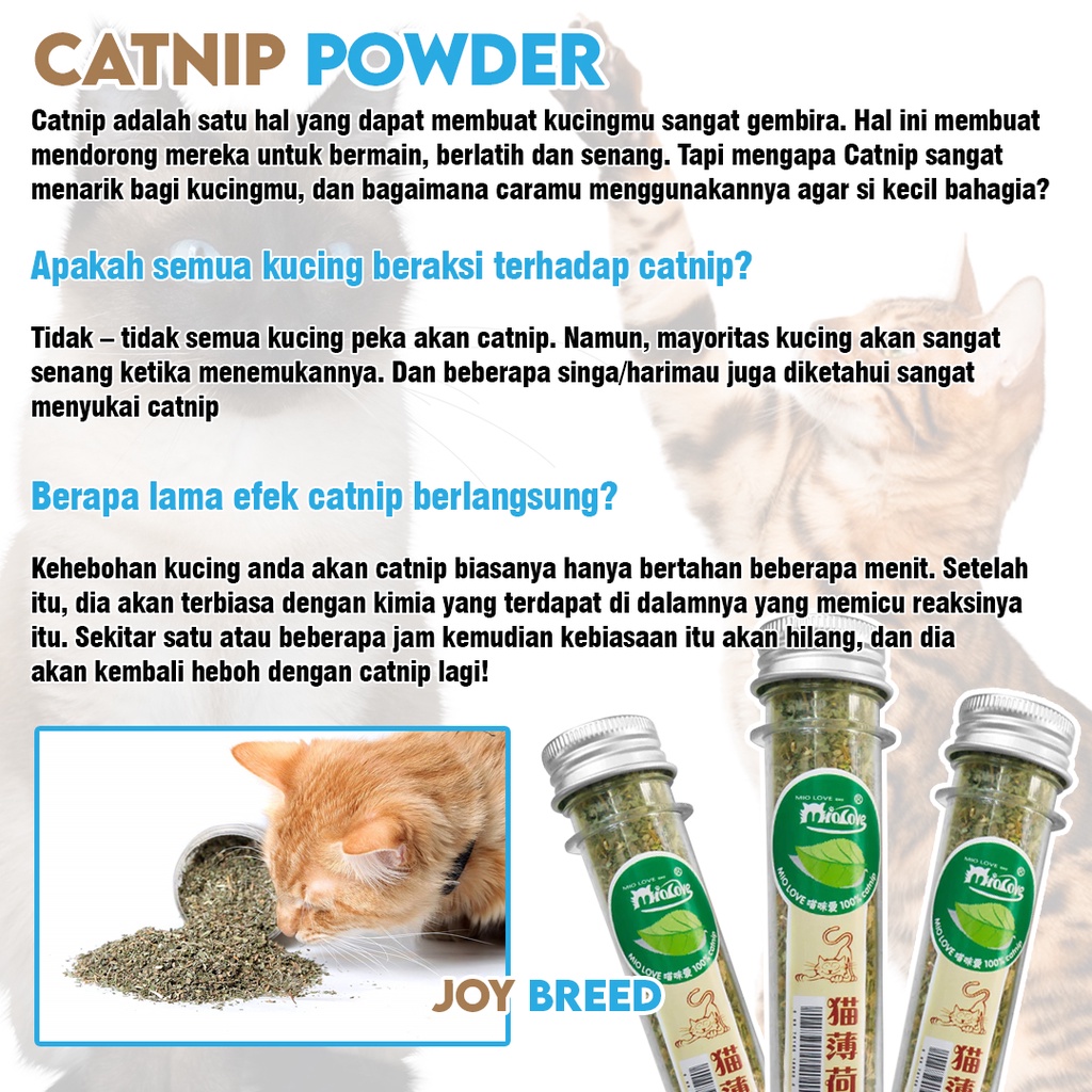 CATNIP KUCING CATNIP BUBUK CATMINT HERBS PENGHILANG STRESS KUCING 40ML | JOY BREED