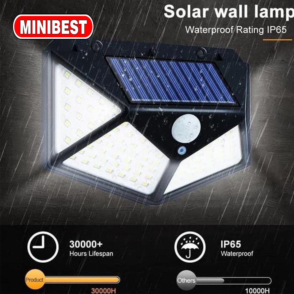 MB Lampu taman Tenaga Surya 100LED Sensor Light LED Solar Lamp / Solar Rembok Tenaga Matahari