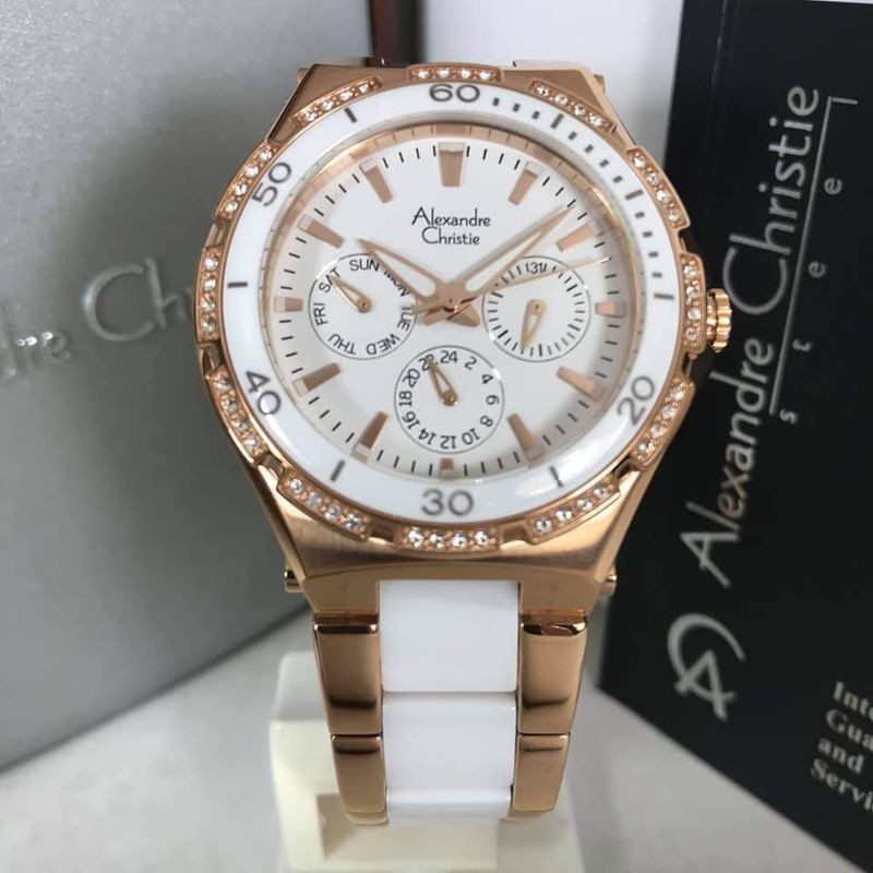 Jam Tangan Wanita Alexandre Christie Original AC 2294 Keramik Garansi Resmi Alexander Christie