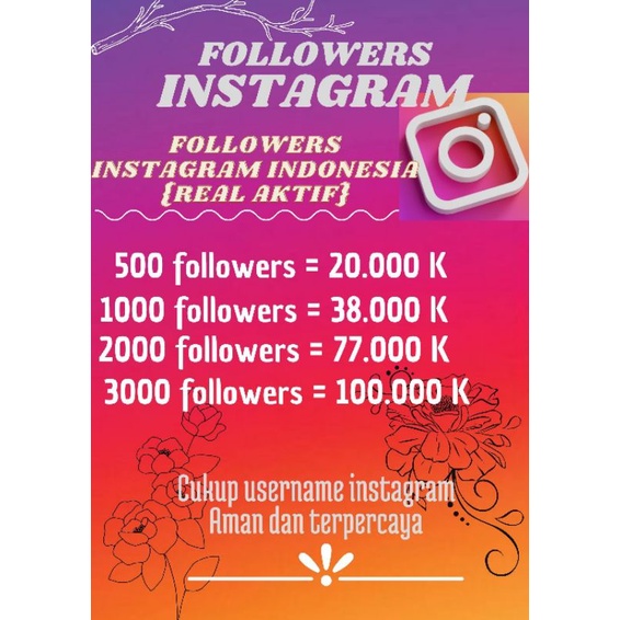 FOLLOWERS INSTAGRAM REAL AKTIF INDONESIA/ followers instagram termurah