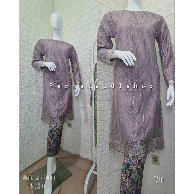 Kebaya Tunik Tulle Bordir Modern / Kebaya Wisuda / Kebaya Brukat / Kebaya Pesta / Kebaya Tunik / Kebaya Kondangan / Baju Kurung Modern / Baju Kebaya Tunik Kurung / Setelan Kebaya Modern