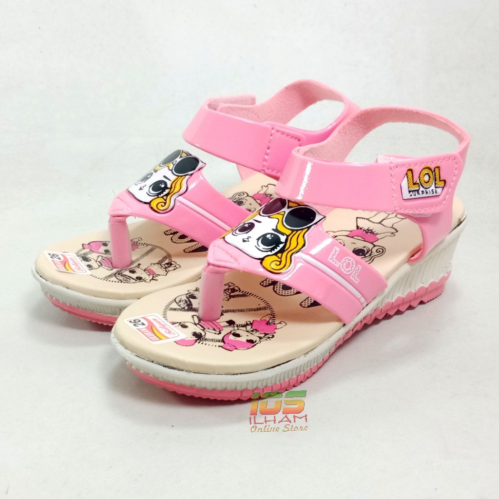Sandal Let Jepit Anak Sabyan JPL12 Motif LOL Hak 4cm Size 26-35