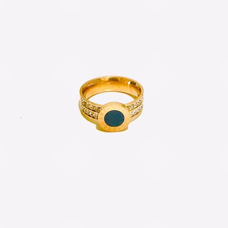 Cincin Titanium Wanita Lapis Emas Anti Karat CT-36