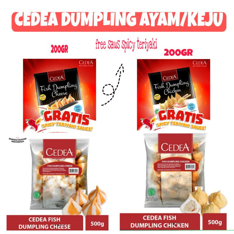 

Dumpling keju atau ayam Cedea 500g