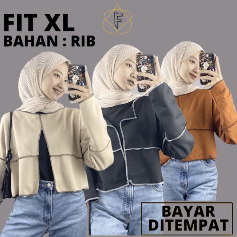 FLOW Cardigan Wanita Asvy Contrast Sweater Cewek Outer Fit XL