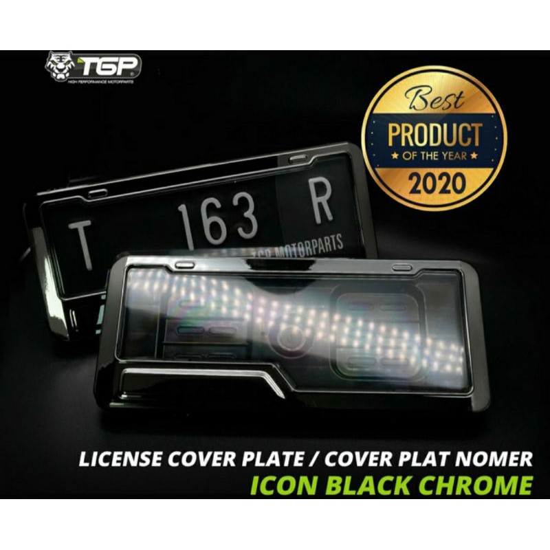 Cover plat motor TGP icon black chrome universal fazzio nmax adv pcx vario aerox beat dll