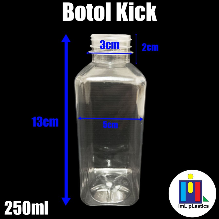 Botol Kick Square (Kotak) / Botol Plastik Kekinian 250 ml SN- 1 pcs