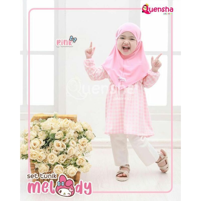 READY Setelan Tunik Melody Original Quensha Baju Muslim Anak Pakaian Muslim Anak