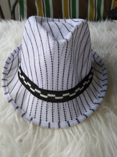 Topi fedora anak strip